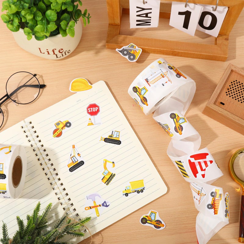 Whaline 1400Pcs Construction Sticker Truck Digger Vehicle Transportation Sticker 16 Designs Incentive Teacher Reward Decal for Craft Home Classroom Card Scrapbook Decor, 1.5 in - Image 3